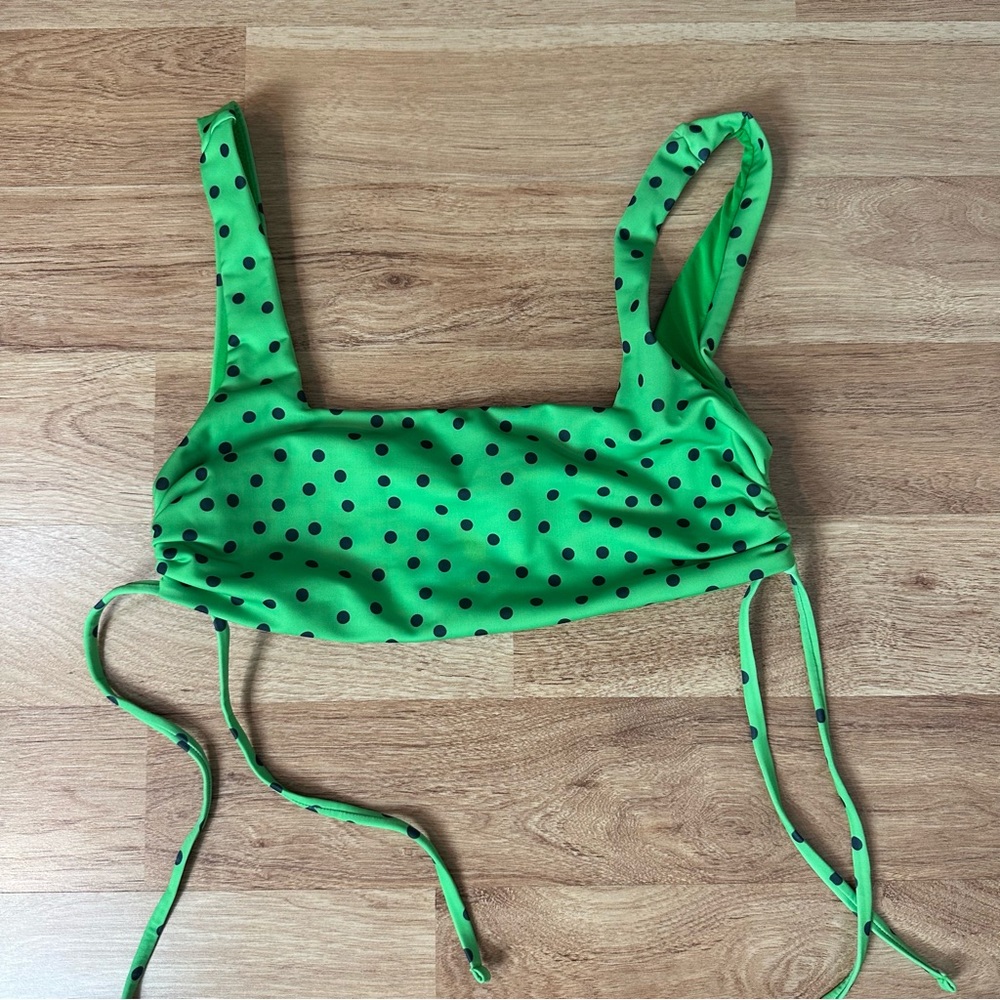 We Are We Wear Eco Edit Green Spot Square Neck Swimsuit Bikini Swim Top Women L